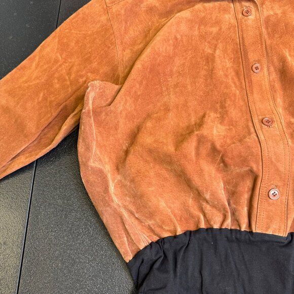 Vintage Bagatelle Womens Brown Suede Leather Button-Up Bodysuit Shirt Size Large - Picture 7 of 7